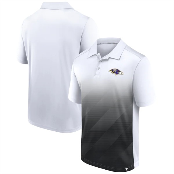 Men's Baltimore Ravens White/Black Iconic Parameter Sublimated Polo - Click Image to Close